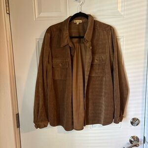 Democracy Brown Corduroy Button-Down Shirt Jacket